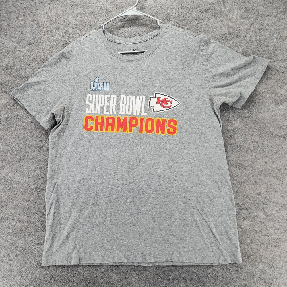 Kansas City Chiefs Shirt Mens Large Nike Short Sleeve Gray Supebowl